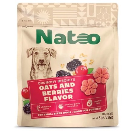 1ea 8oz Natoo Biscuits - Oats and Berries Flavor - Dog/Cat Supplements